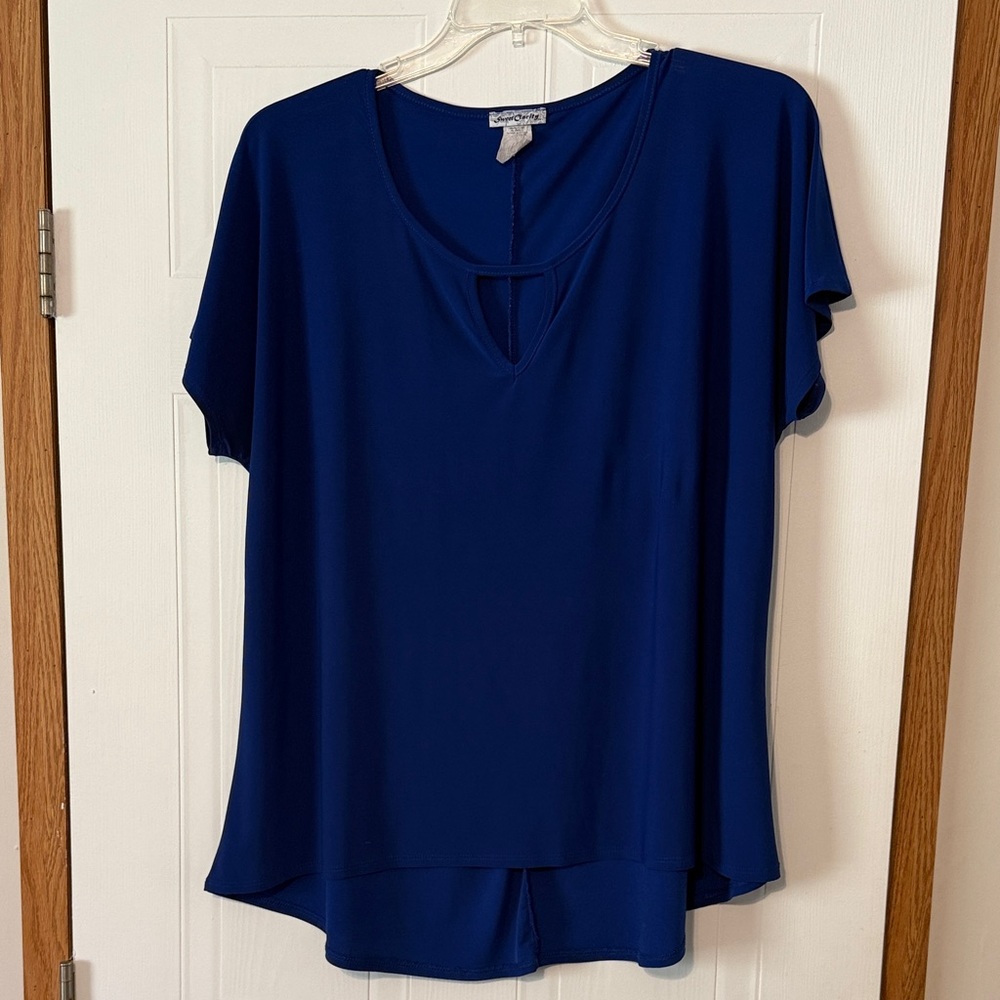 Women’s Royal Blue Short-Sleeve Keyhole Tee by Sag Harbor
